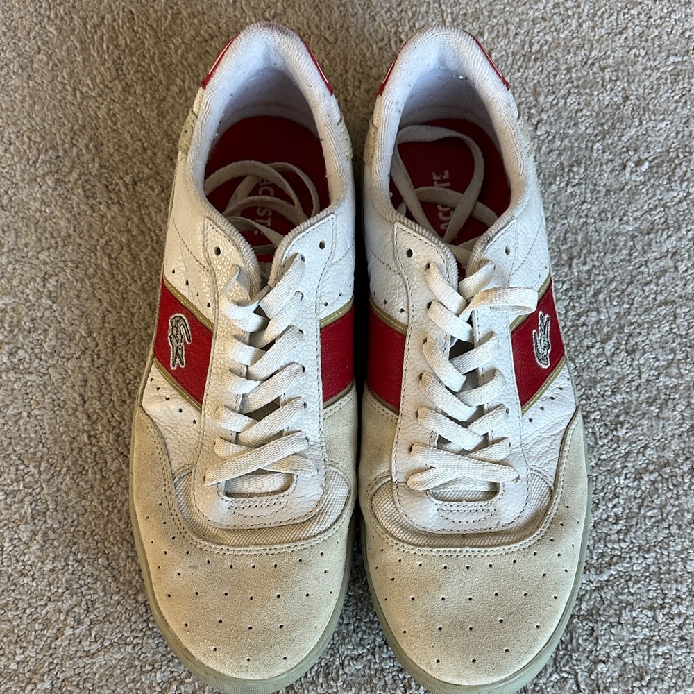 Lacoste White and Red Men's Sneakers 11.5